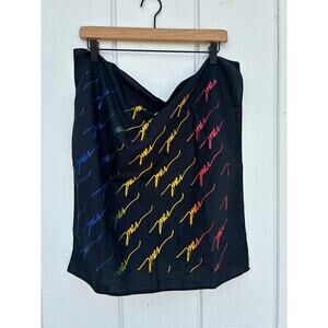 Vintage Vail Handkerchief, Rainbow Vail Printed‎ On One Side, Black Background